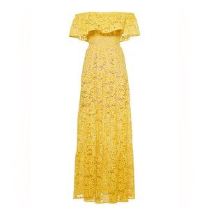 Dress The Population Yellow Reese Maxi Dress Lace Off Shoulder